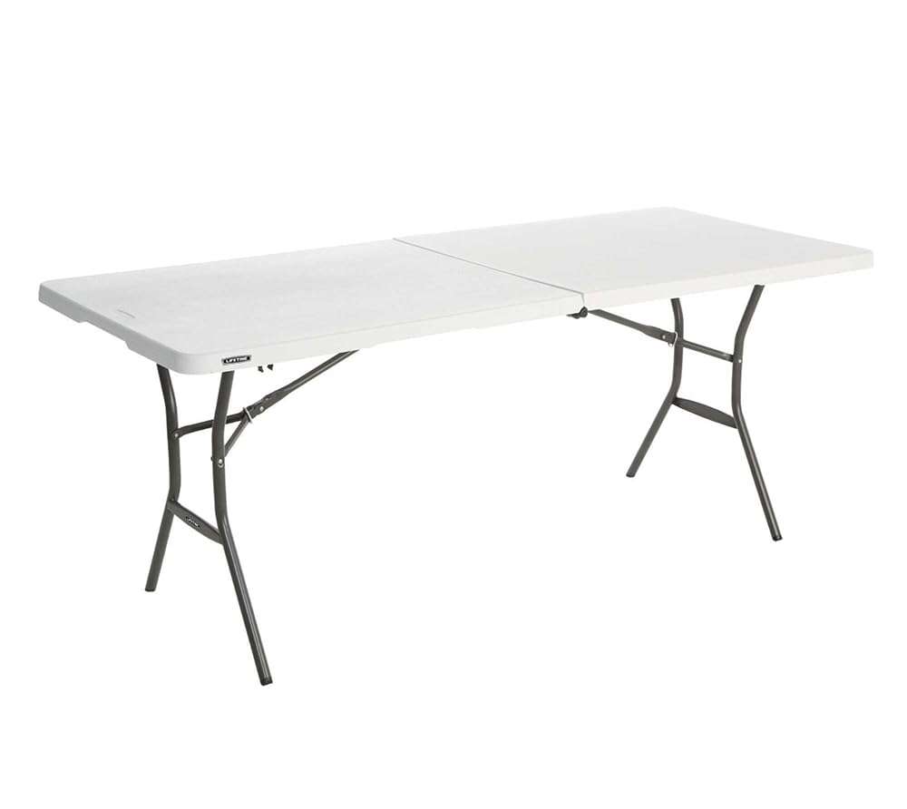 6 Feet White Granite Folding Table D631