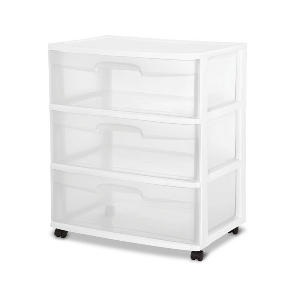 Wide 3 Drawer Plastic Storage Cart with Wheels M9411