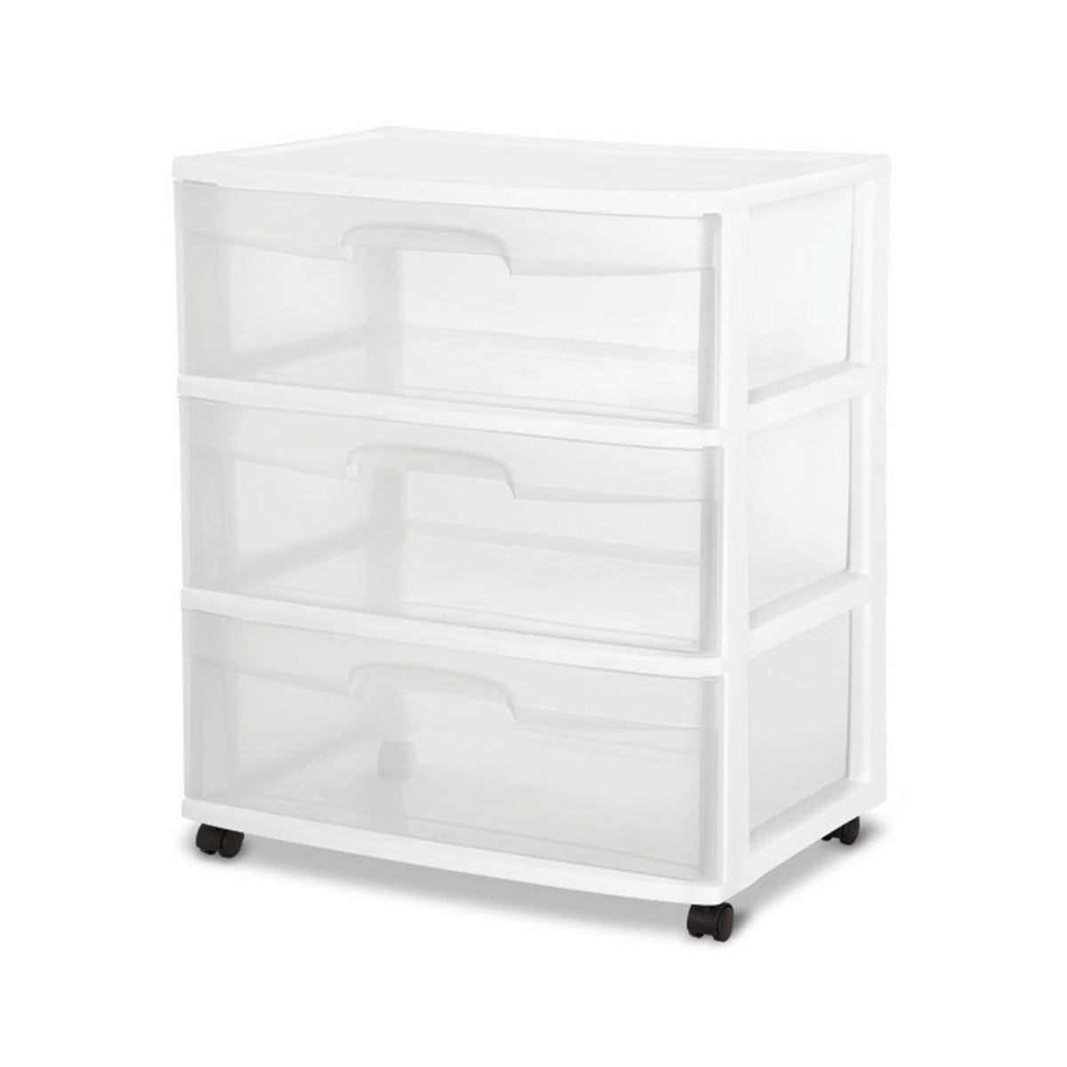 Wide 3 Drawer Plastic Storage Cart with Wheels M9411
