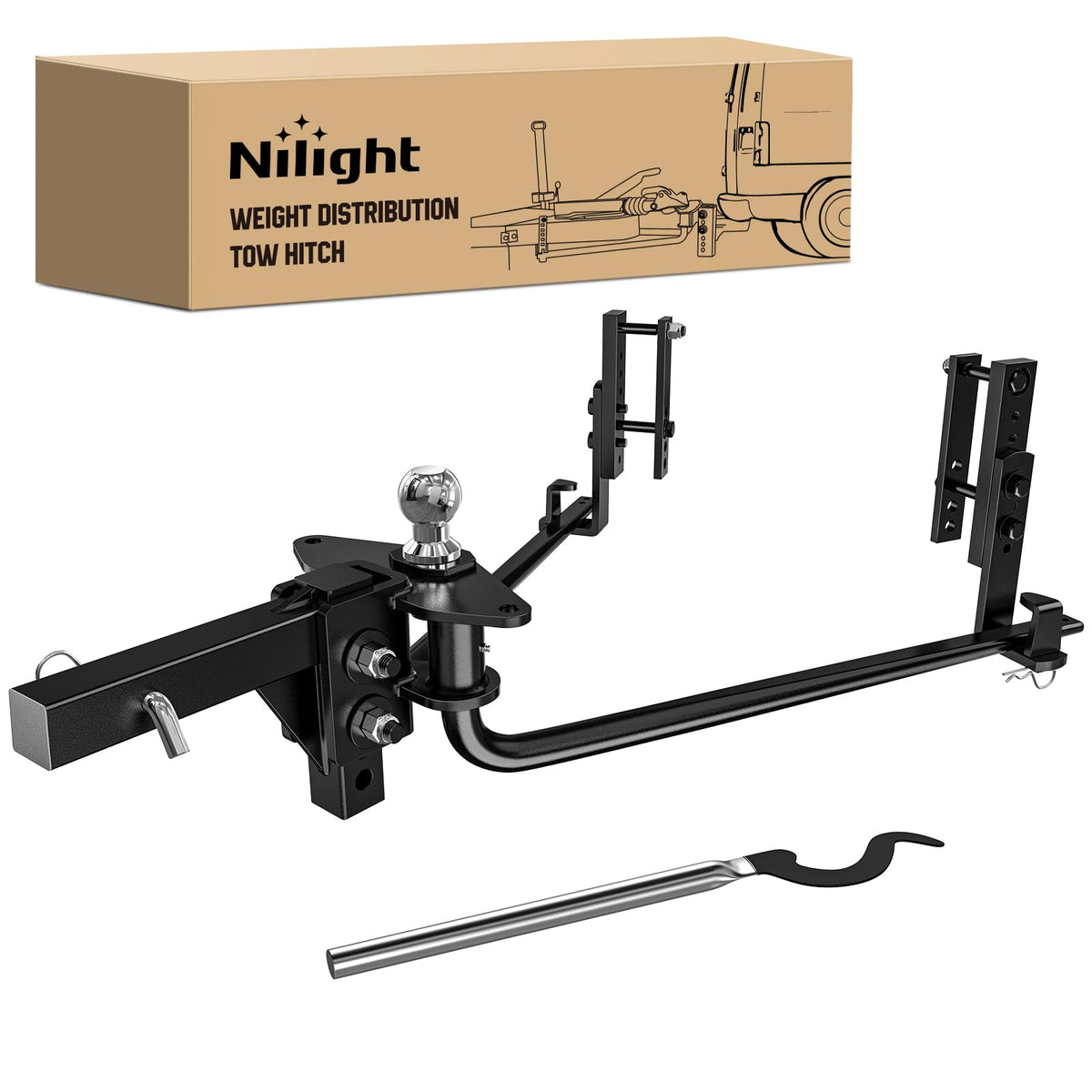 800 lbs Round Bar Weight Distributing Hitch Kit with Sway Control X832