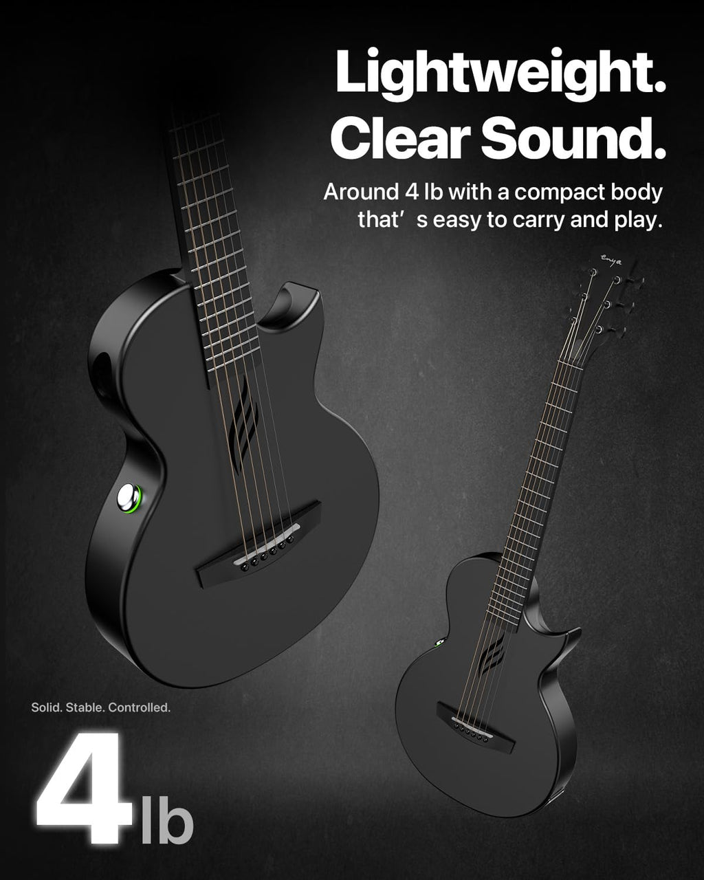 Carbon Fiber 35-Inch Smart Acoustic-Electric Travel Guitar D1292