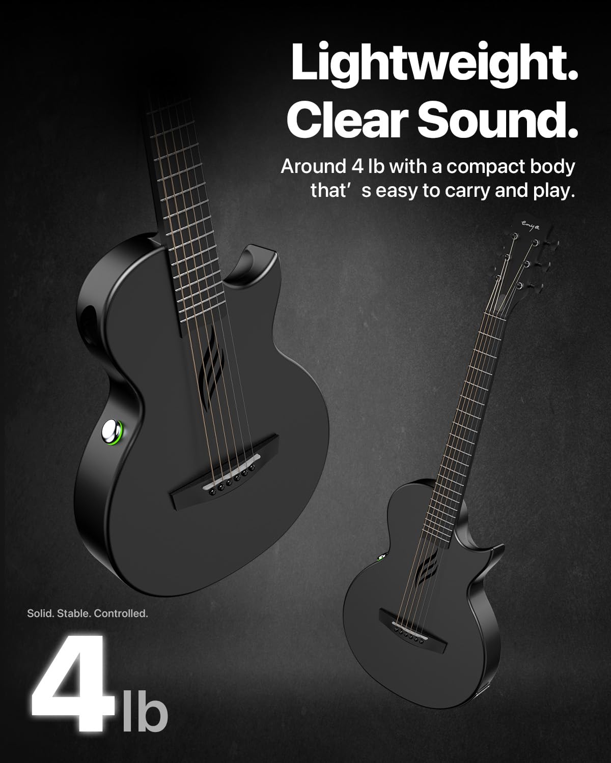 Carbon Fiber 35-Inch Smart Acoustic-Electric Travel Guitar D1292