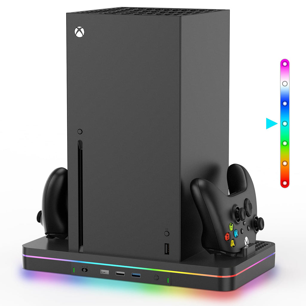 Black Cooling Fan Charging Stand with 3 USB Ports U962574