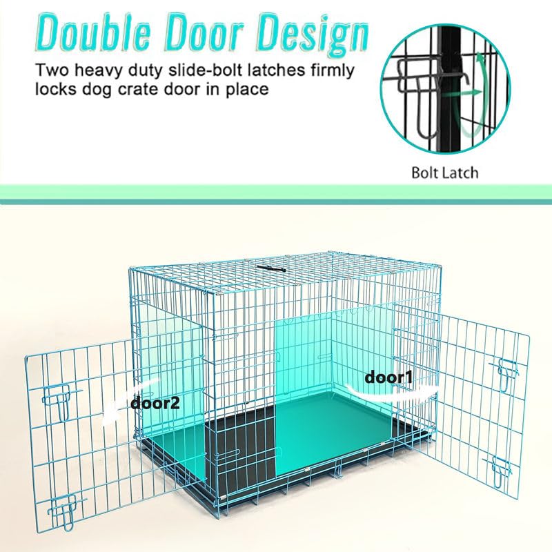 36-Inch Folding Metal Dog Crate with Divider and Removable Tray U673727