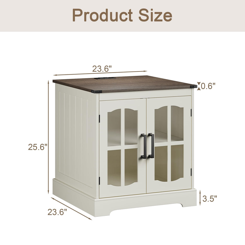 24" Farmhouse End Tables Set of 2 with LED B434997