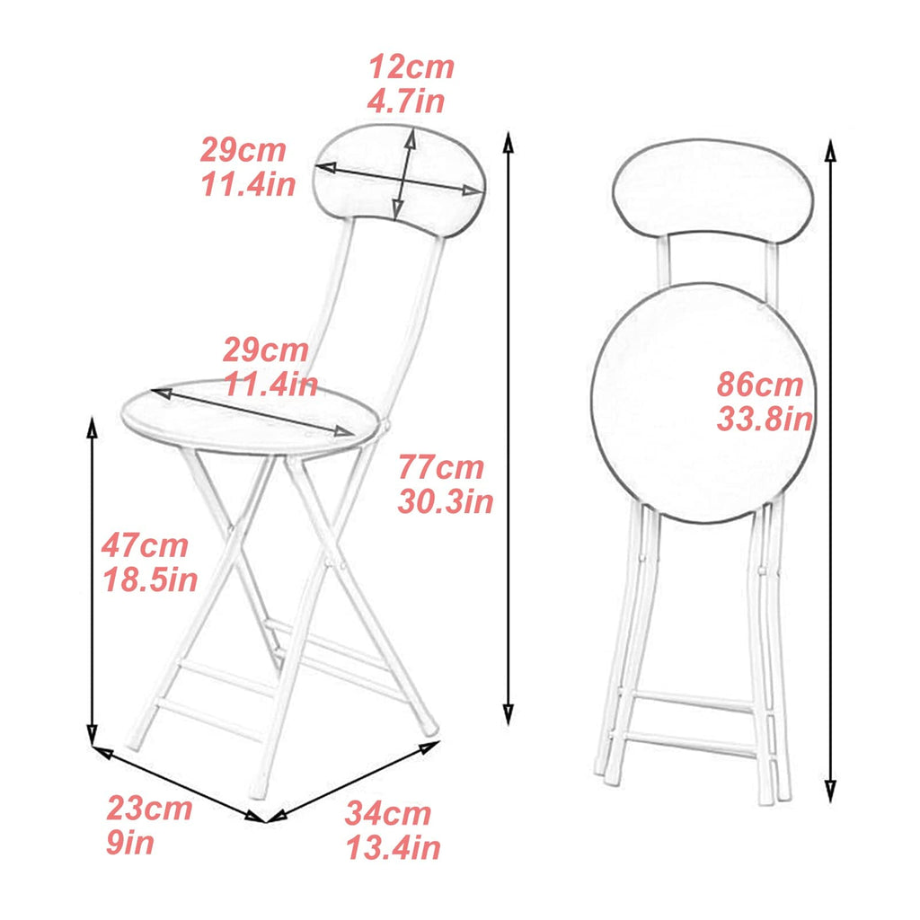 Black 18 Inch Folding Stool with Backrest and Footrest Z1148