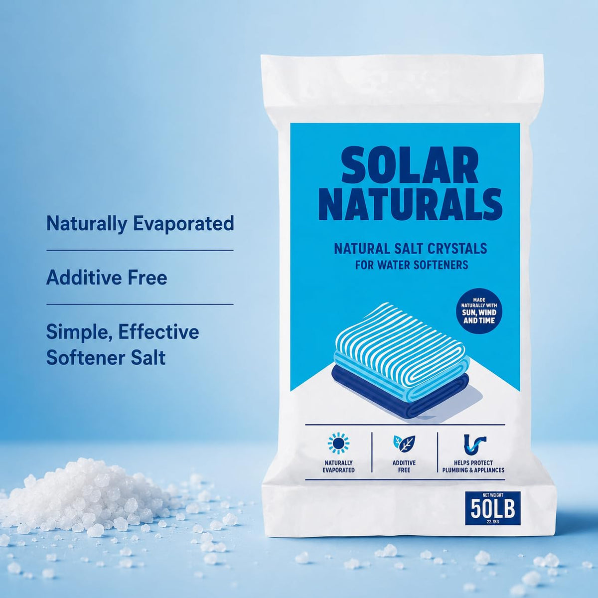 Natural Salt Crystals for Water Softeners, 50lb K37134