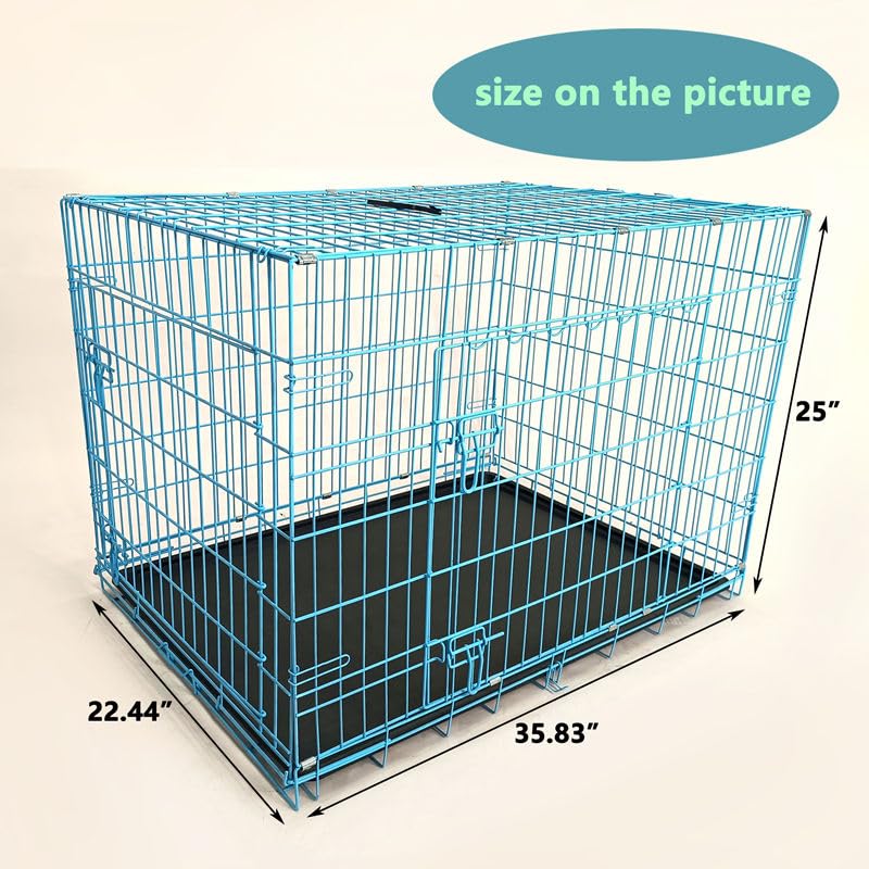 36-Inch Folding Metal Dog Crate with Divider and Removable Tray U673727