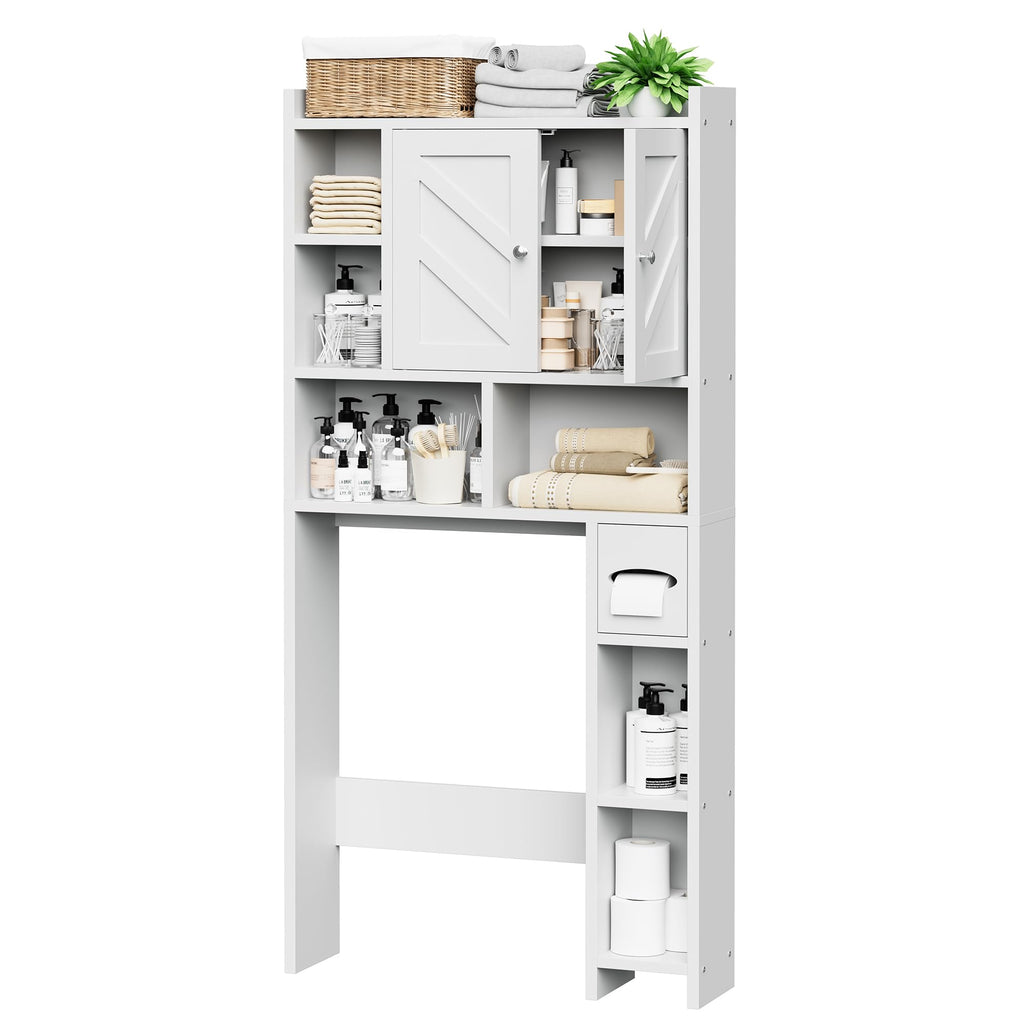 White Over the Toilet Storage Cabinet with Adjustable Shelf I34138