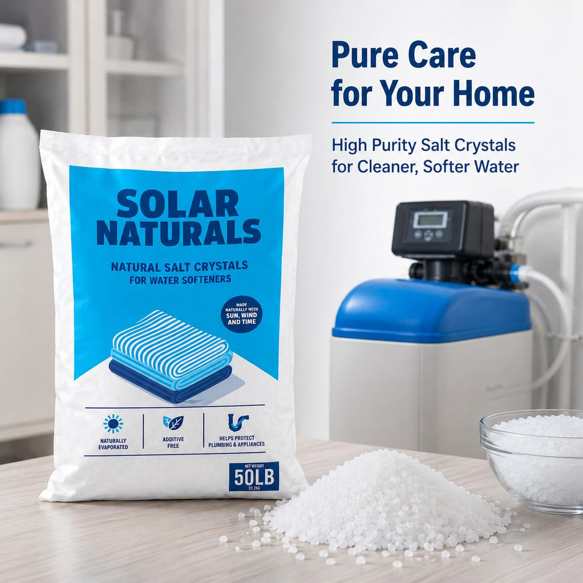 Natural Salt Crystals for Water Softeners, 50lb K37134