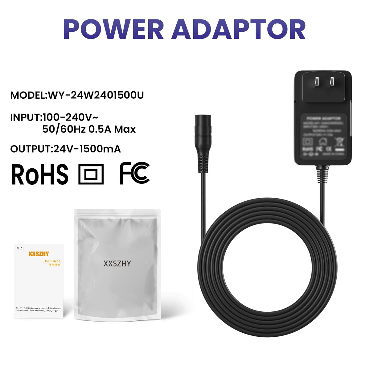 24V Electric Scooter Charger 3-Prong Inline Female Power Cord A82140
