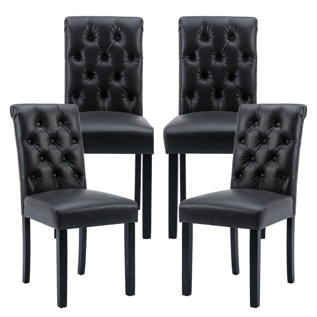Black PU Leather Dining Chairs Set of 4 G95389