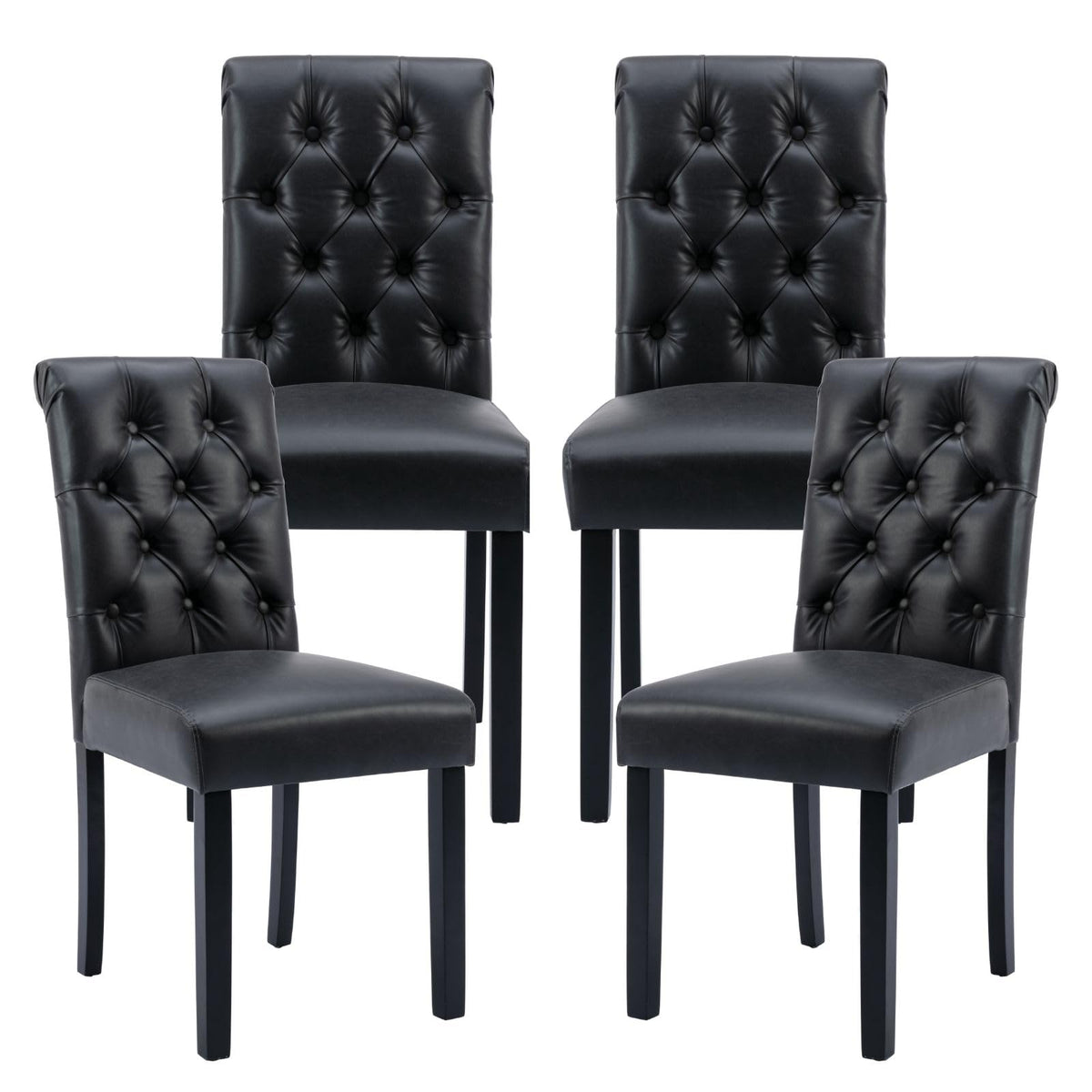 Black PU Leather Dining Chairs Set of 4 G95389