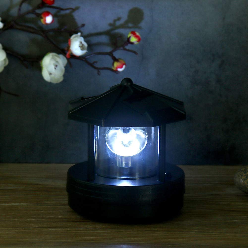 Solar Lighthouse LED Rotating Garden Light with 2 Solar Panels A9828