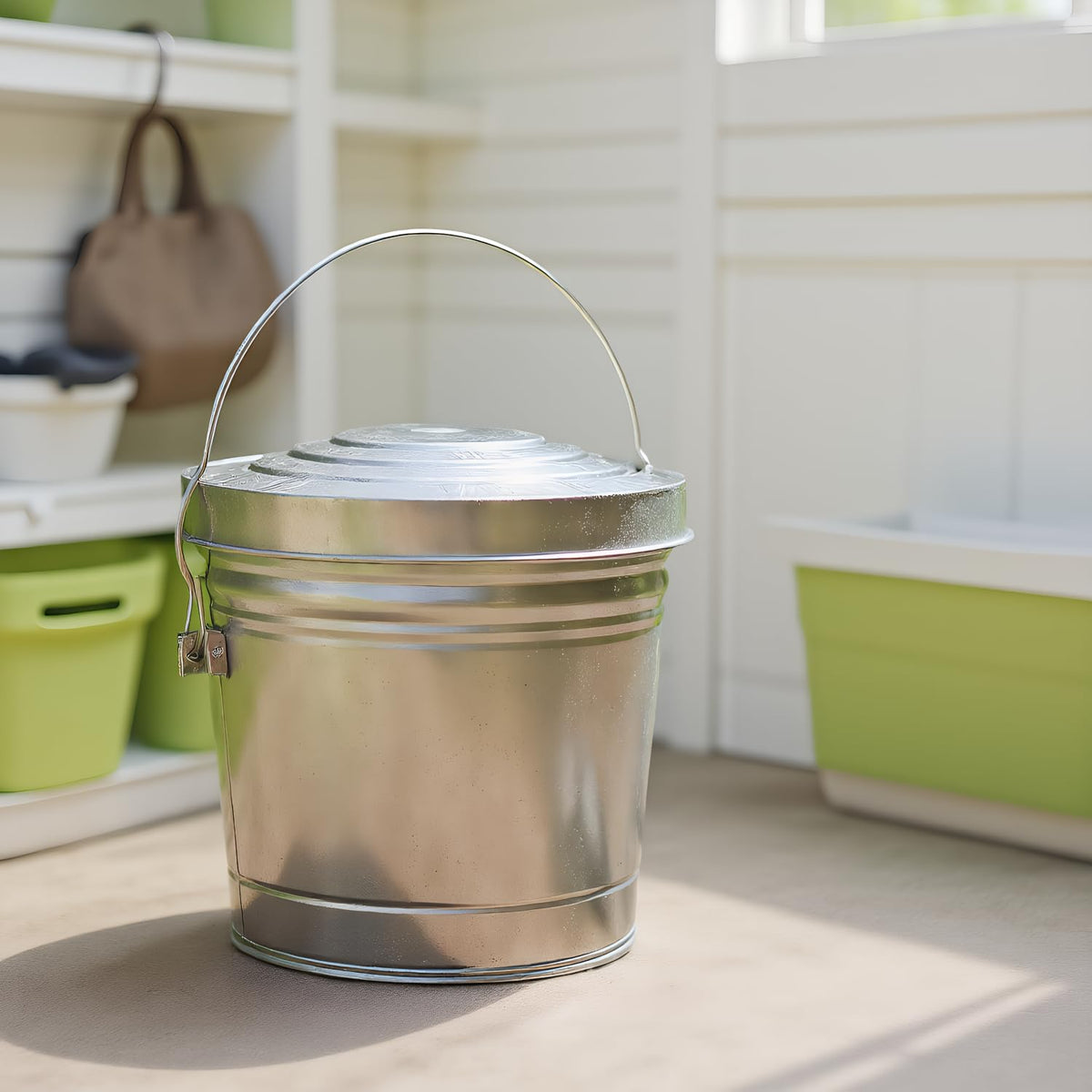6-Gallon Galvanized Steel Storage Can with Lid H657067