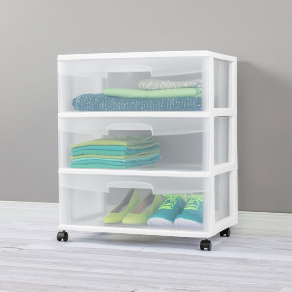 Wide 3 Drawer Plastic Storage Cart with Wheels M9411
