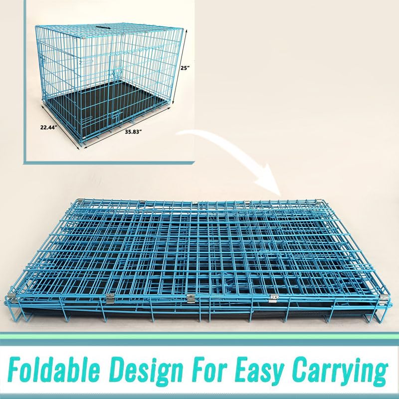 36-Inch Folding Metal Dog Crate with Divider and Removable Tray U673727