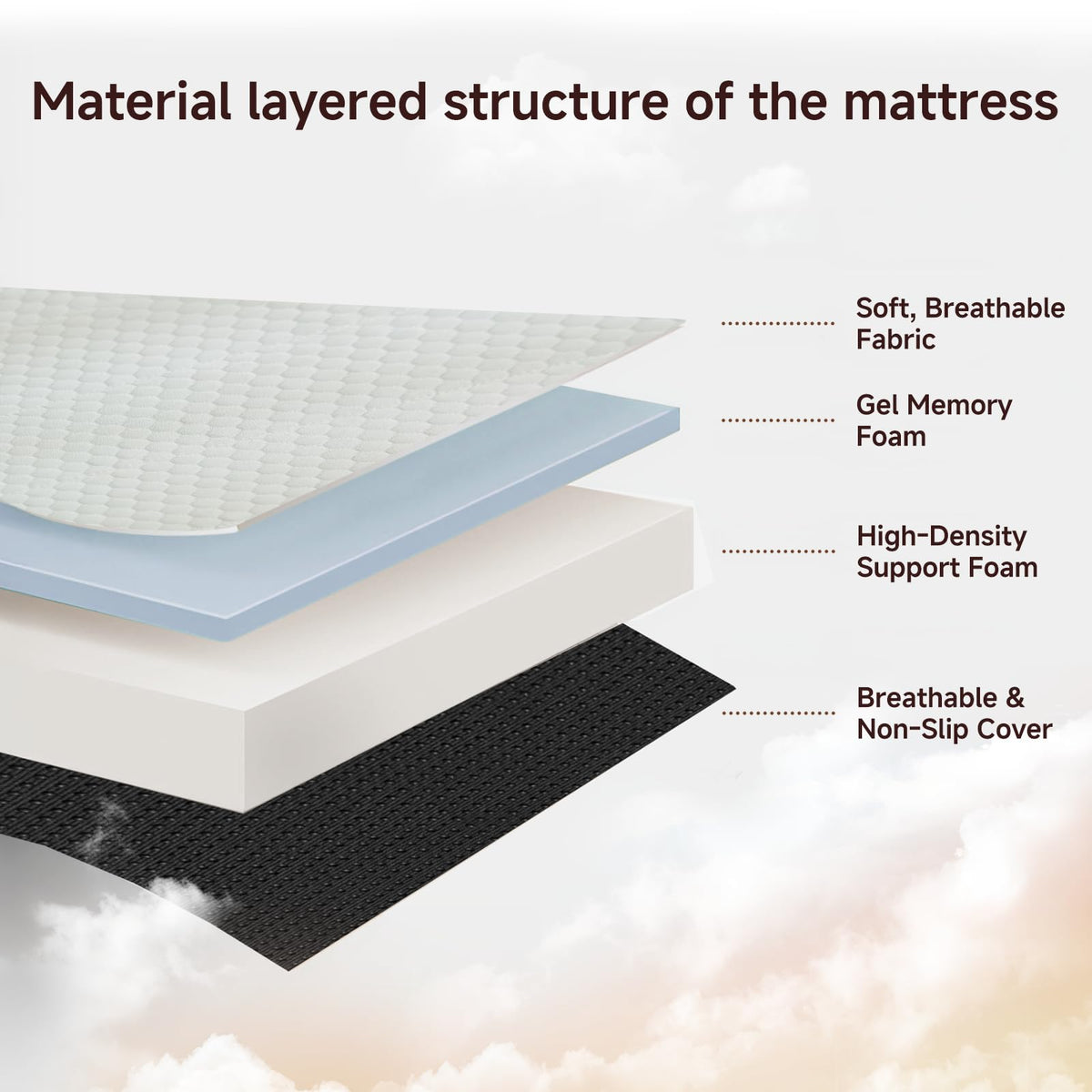 King Tri-Fold Memory Foam Mattress with Washable Cover M1962