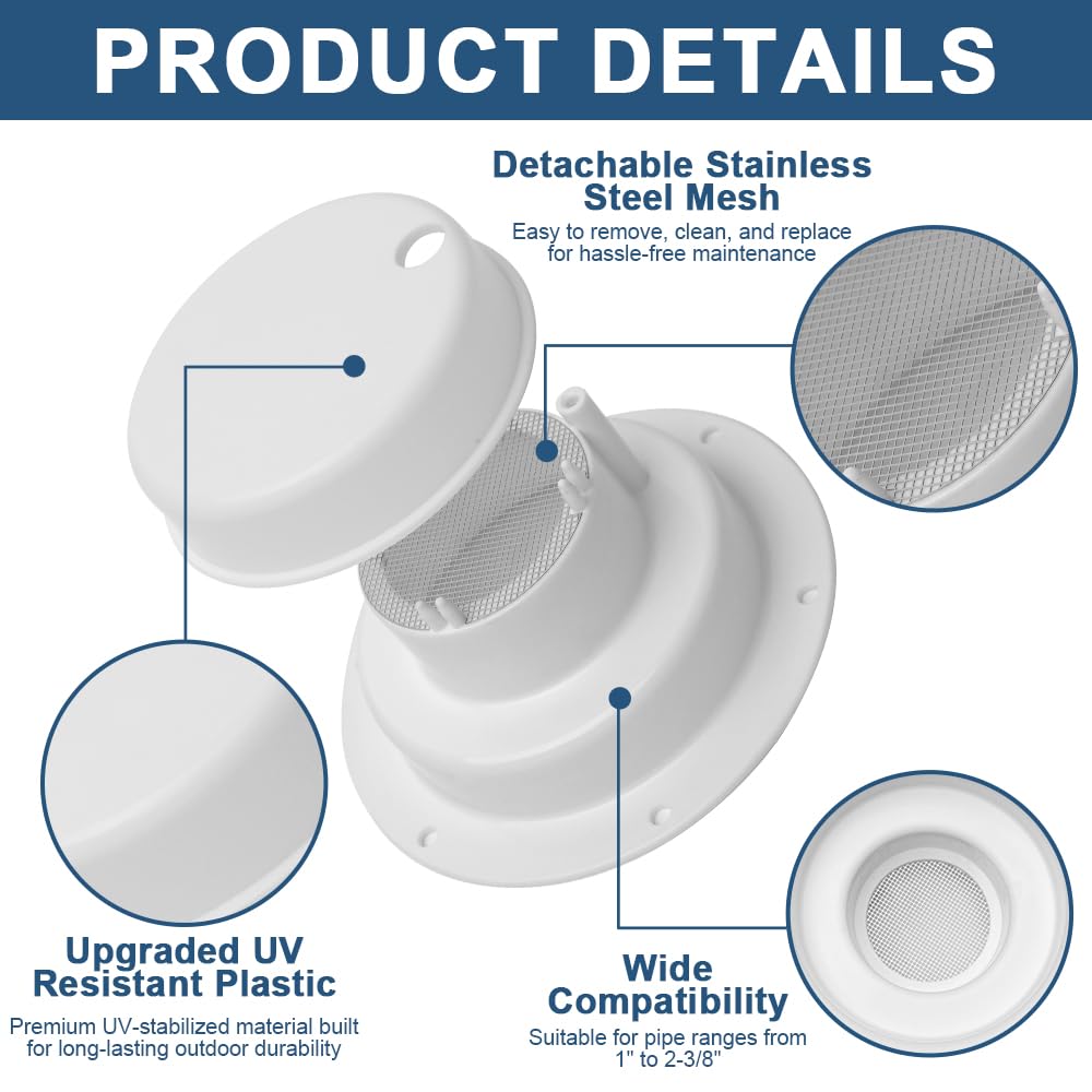 White 2 Pack RV Vent Covers U269542
