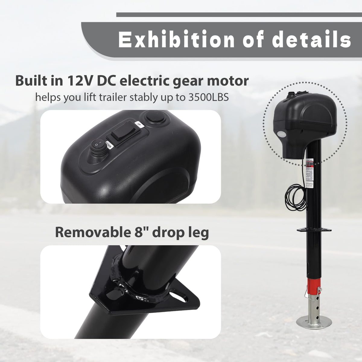 Electric Power Tongue Jack 3500lbs 12V DC B45814