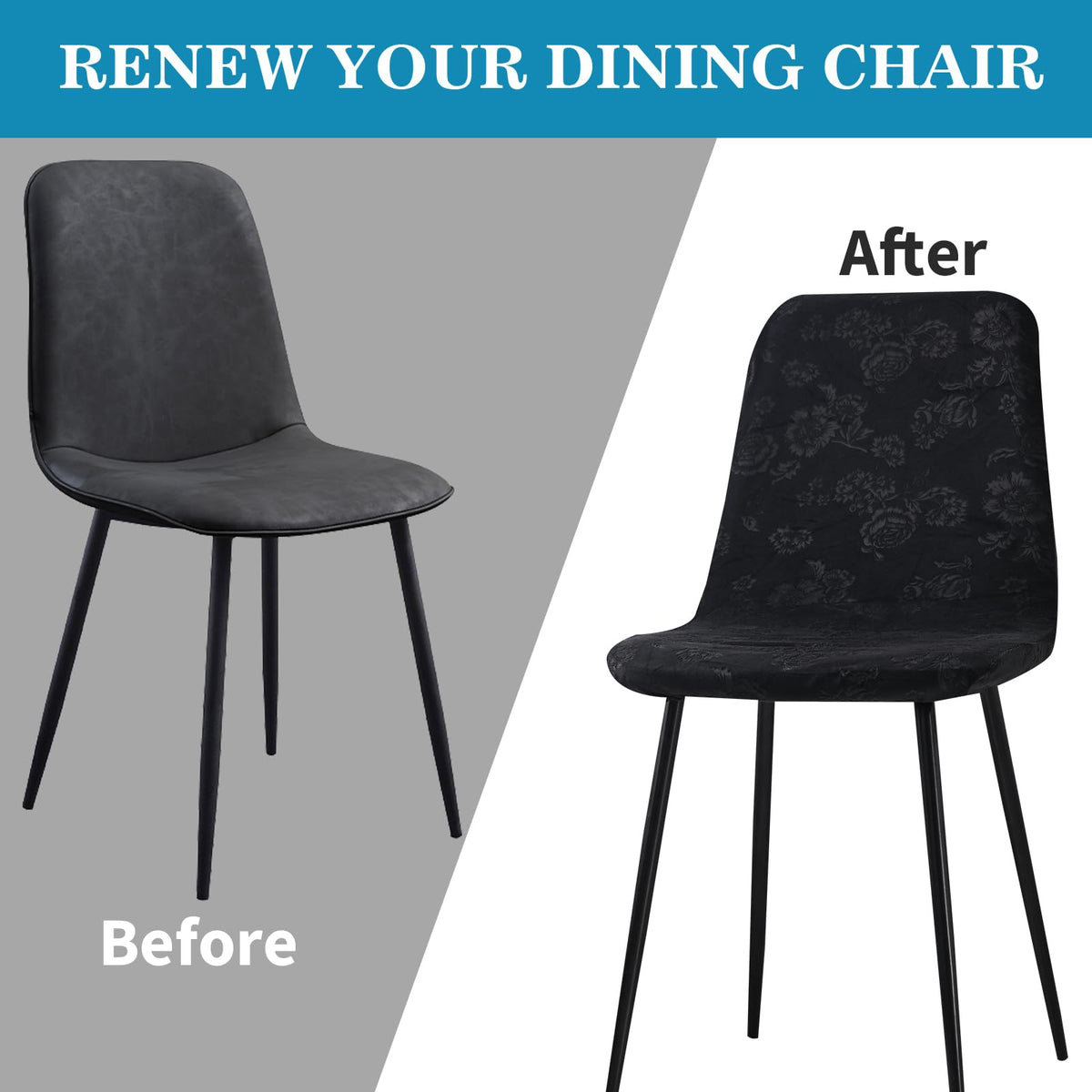 Stretch Removable Jacquard Dining Chair Covers Set W244