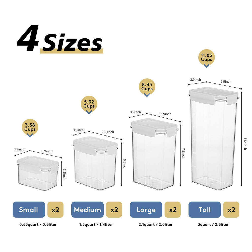 Airtight Pet Food Storage Containers with Lids, BPA Free Plastic 8-Pack L938619