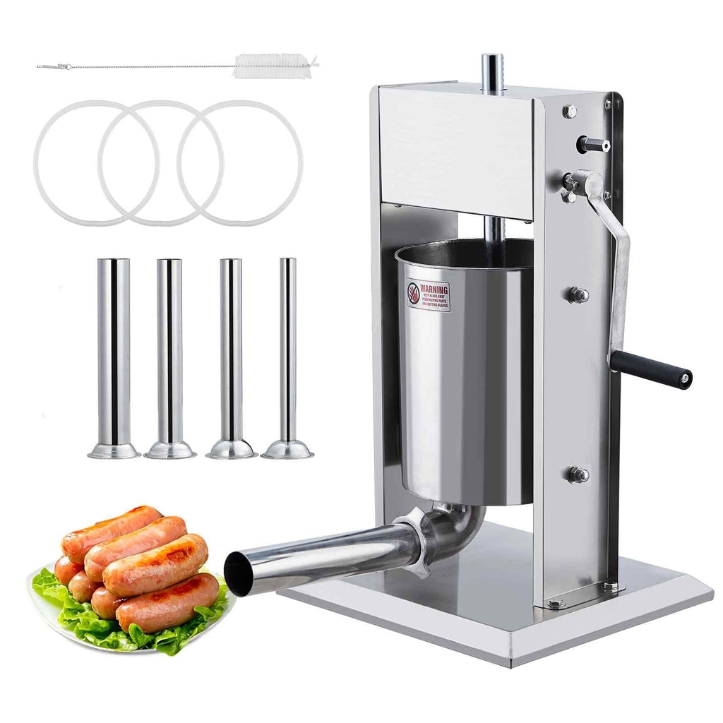 Manual 11 LBS Stainless Steel Sausage Stuffer with 4 Stuffing Tubes R812