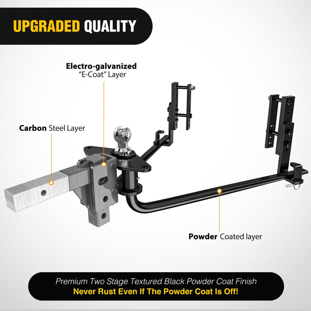 800 lbs Round Bar Weight Distributing Hitch Kit with Sway Control X832