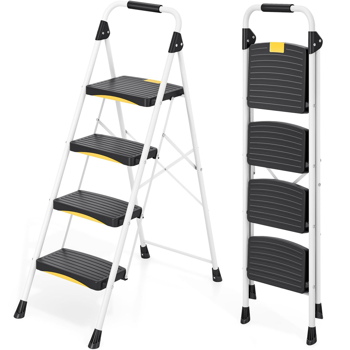 4 Step White Folding Step Stool J6169