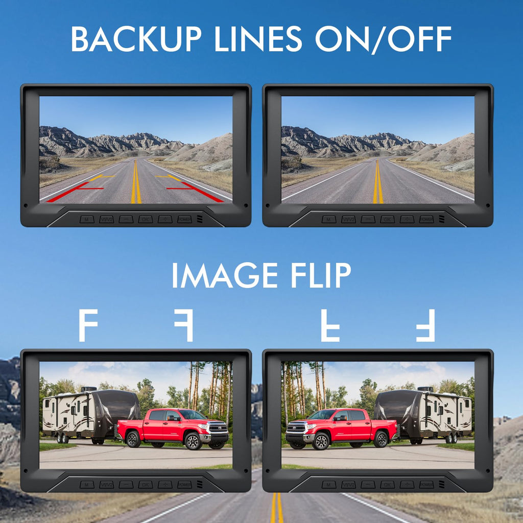 7'' Wired Dual RV Backup Camera System 1080P HD Q5047