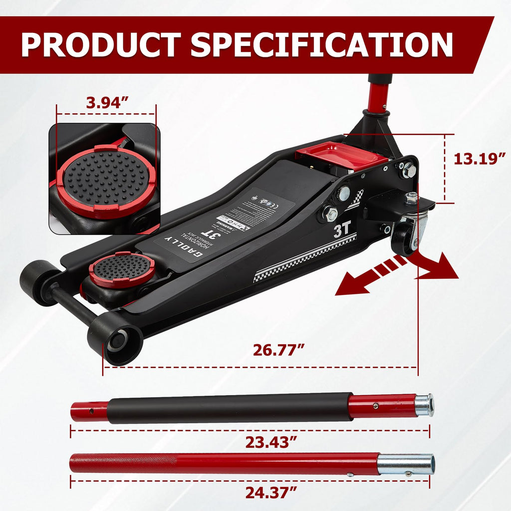 3 Ton Low Profile Steel Floor Jack T470
