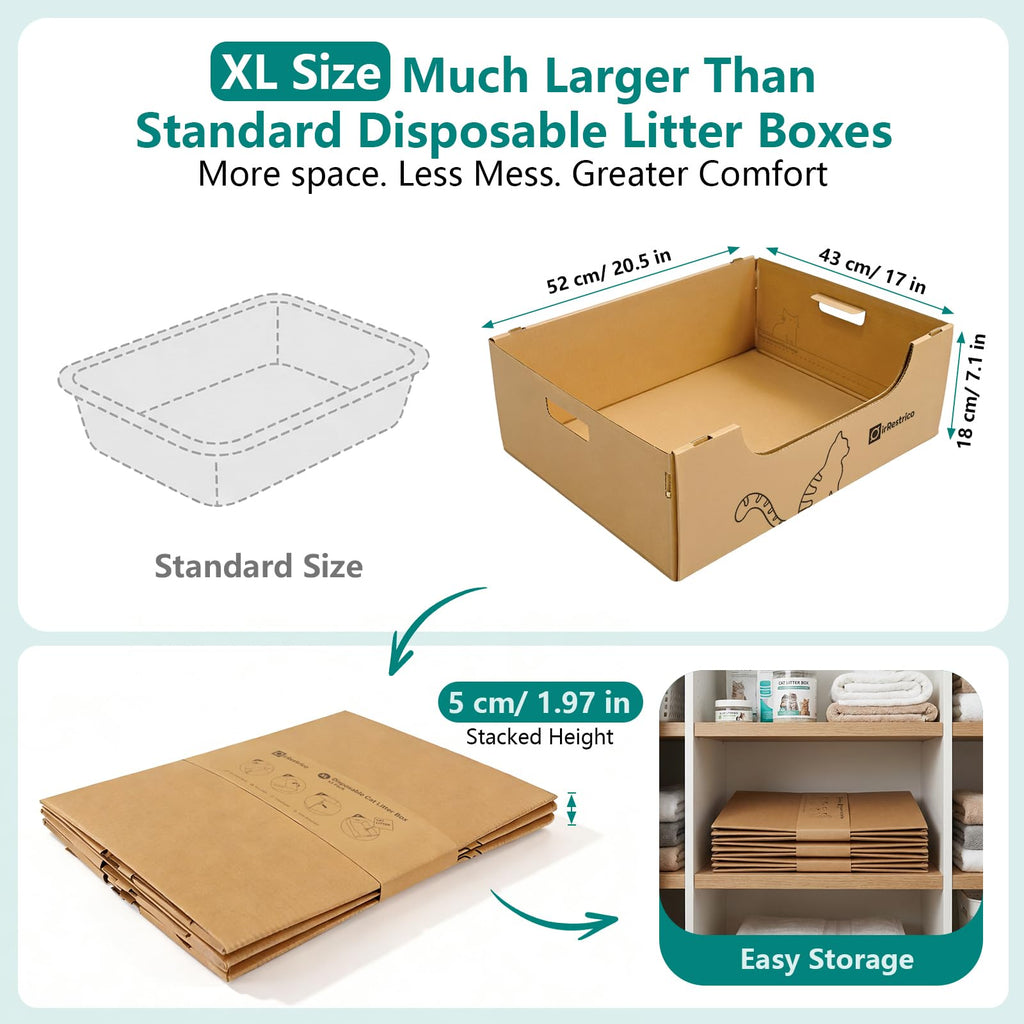 3-Pack Jumbo Disposable Cardboard Cat Litter Box A537467