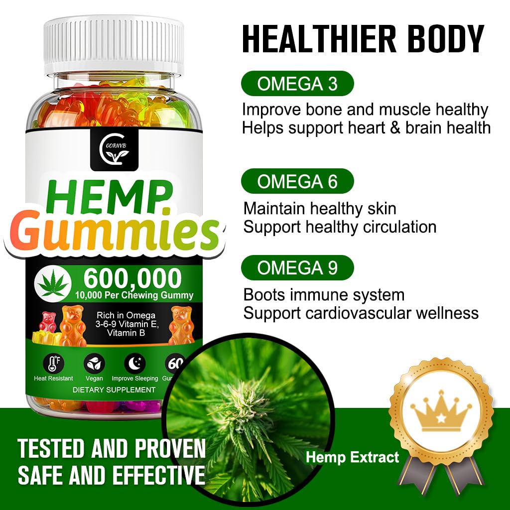 High Potency Hemp Gummies 600,000 Extra Strength Vegan Gluten-Free X826