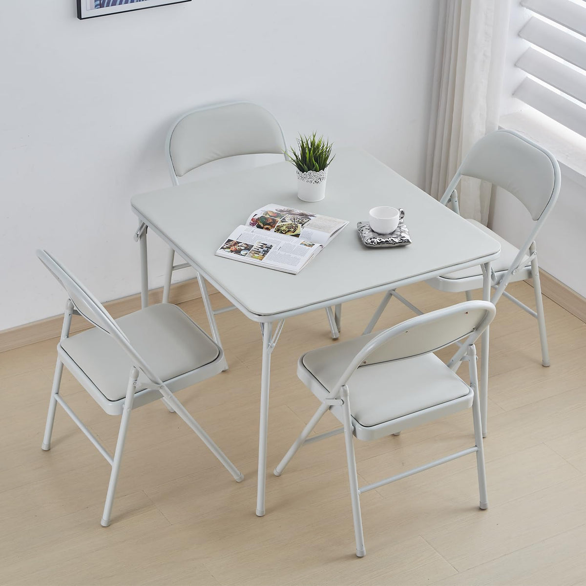 Square Folding Table with Collapsible Legs White B55960