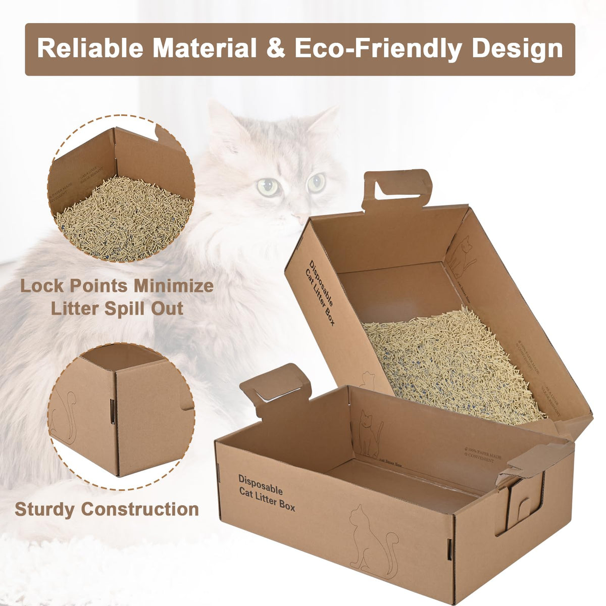2 Pack Large Cardboard Cat Litter Box F409
