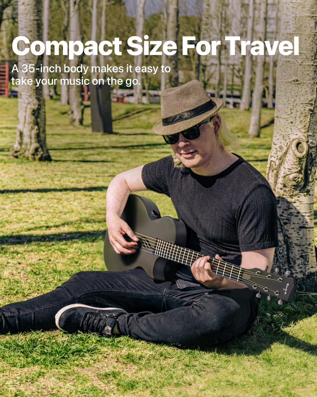 Carbon Fiber 35-Inch Smart Acoustic-Electric Travel Guitar D1292