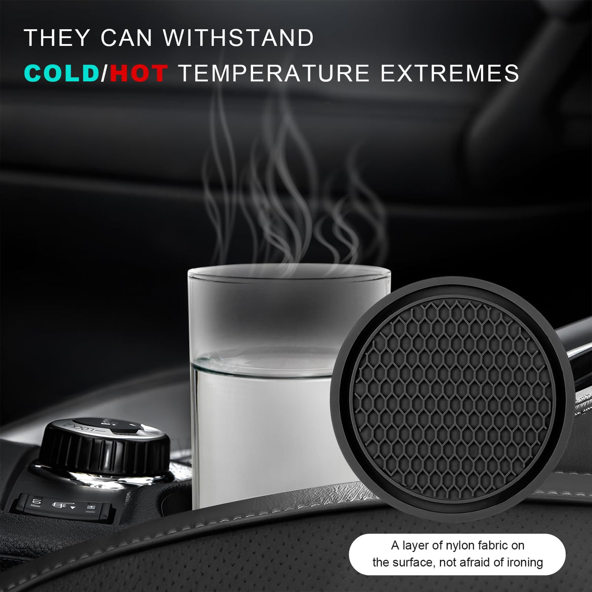 Black Non-Slip Silicone Car Cup Coasters X989