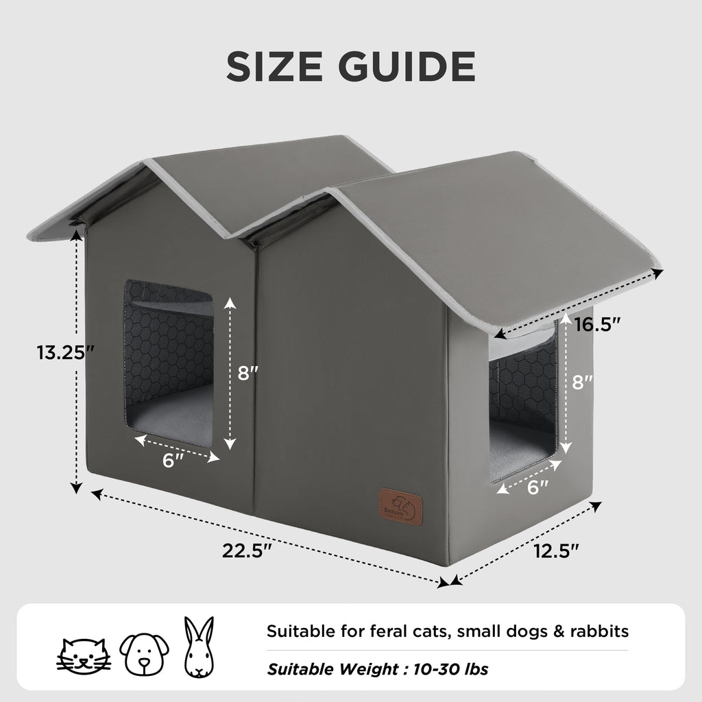 Weatherproof Outdoor Cat House with Raised Base J4438