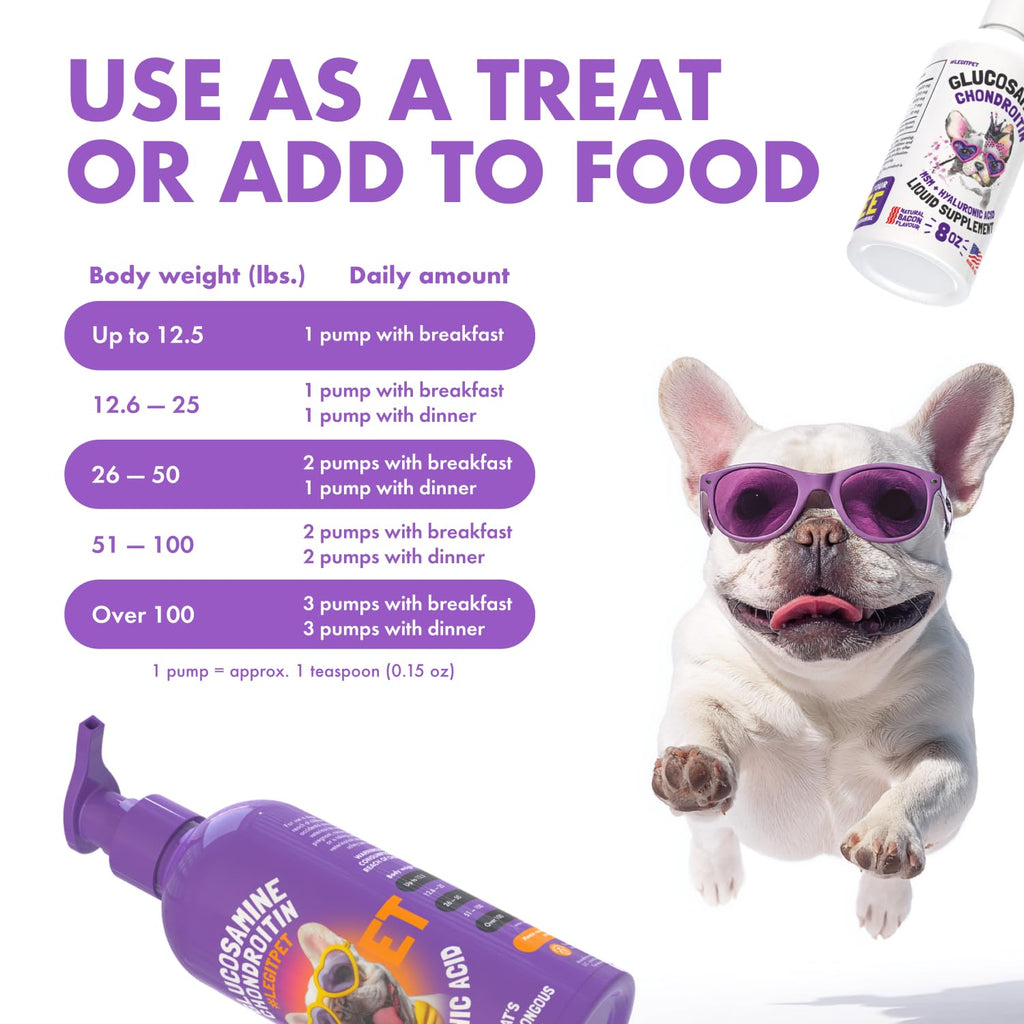 Liquid Glucosamine Chondroitin MSM Hyaluronic Acid Bacon Flavor Dog Supplement 32 oz V49144