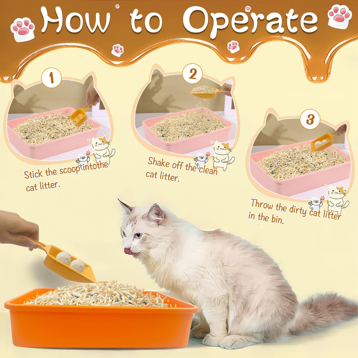 6 Pcs Plastic Kitten Litter Box Set with Scooper M13715