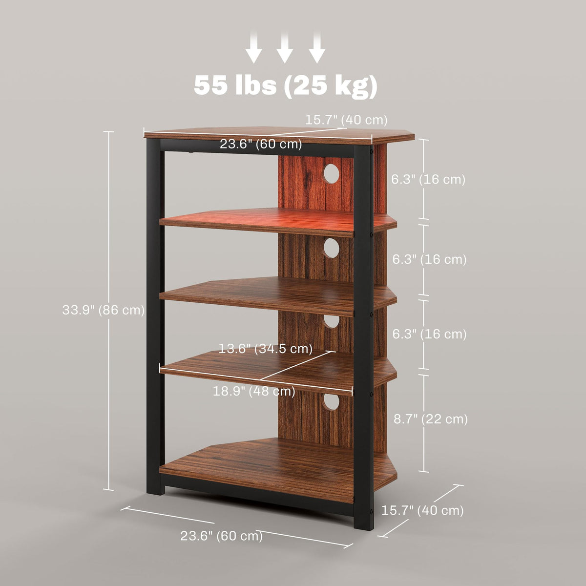 Brown 4-Tier Media Stand B3221
