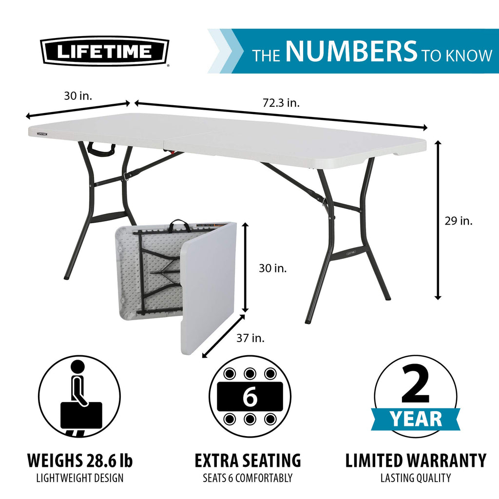 6 Feet White Granite Folding Table D631