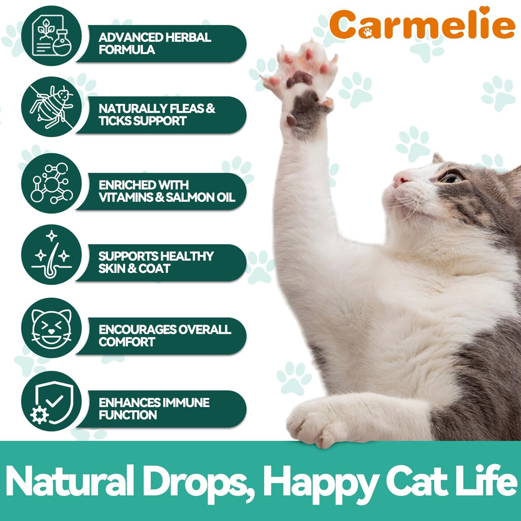 Flea and Tick Prevention for Cat with Vitamins Fish Oil 2 fl oz K6050
