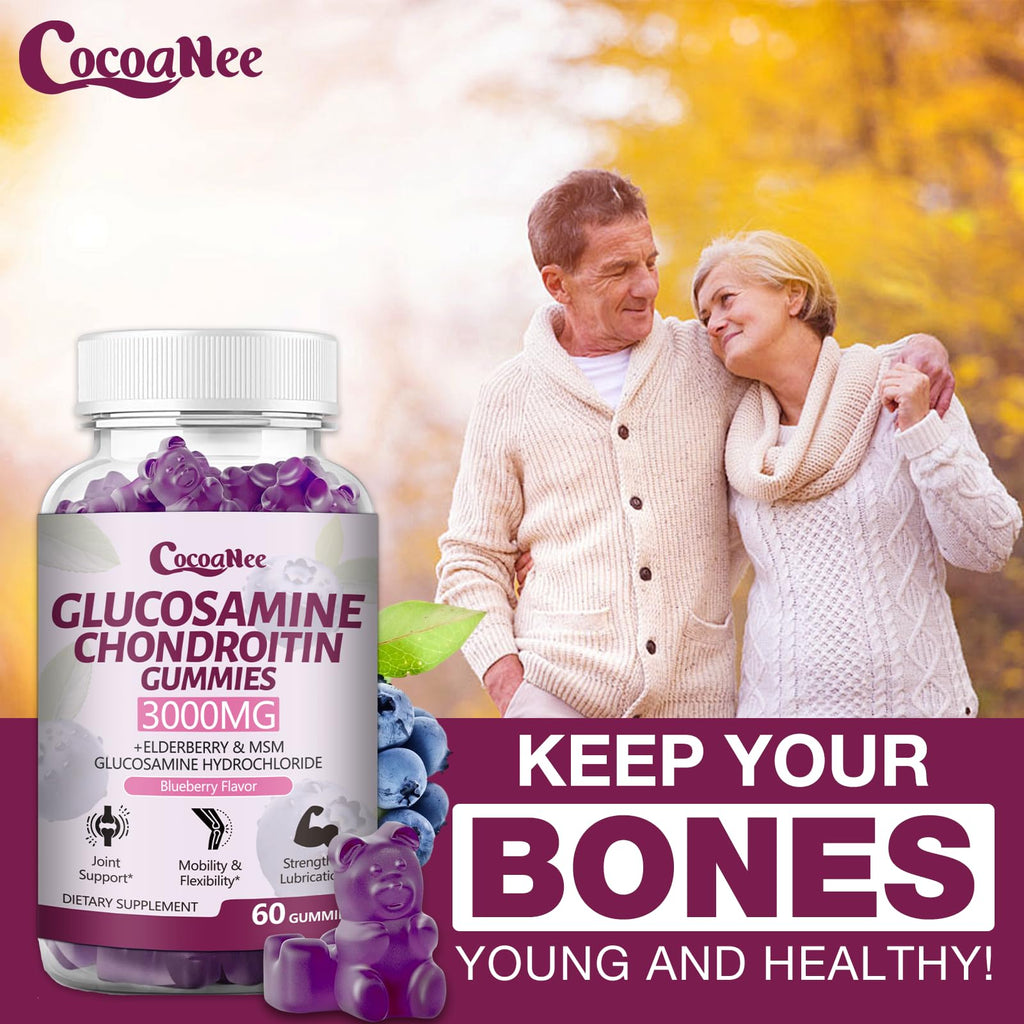 3000MG Glucosamine Chondroitin Gummies with MSM & Elderberry 180Cts H23680