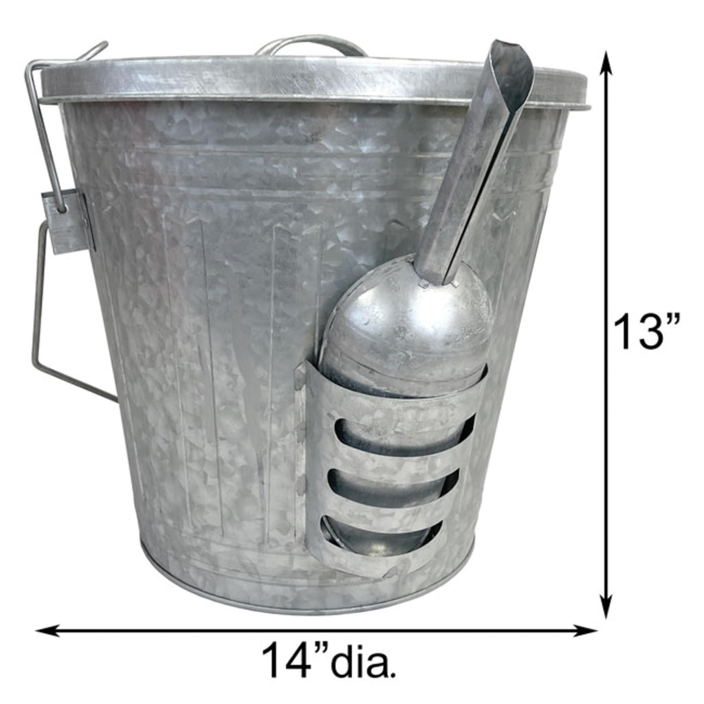 Galvanized Steel Bird Seed Storage Bucket Bin with Scoop I815