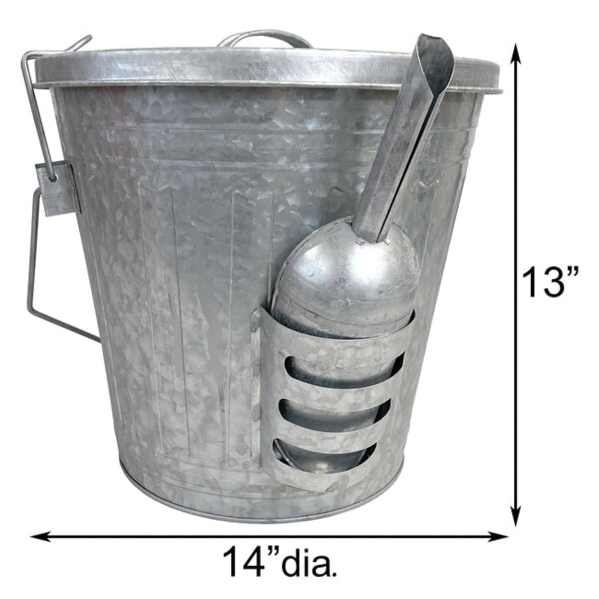 Galvanized Steel Bird Seed Storage Bucket Bin with Scoop I815