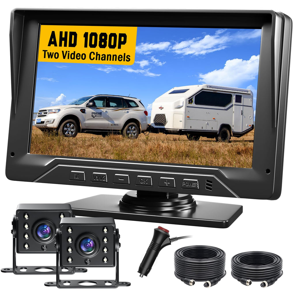 7'' Wired Dual RV Backup Camera System 1080P HD Q5047