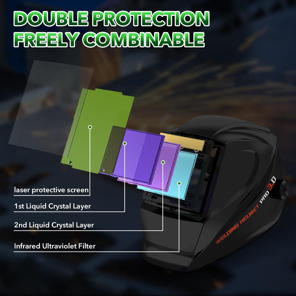 Auto Darkening Welding Helmet OD10+ Large Viewing Protective Mask G6972