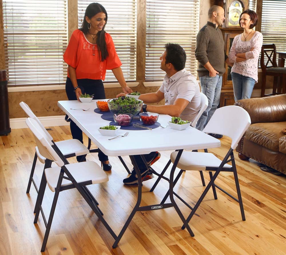 6 Feet White Granite Folding Table D631