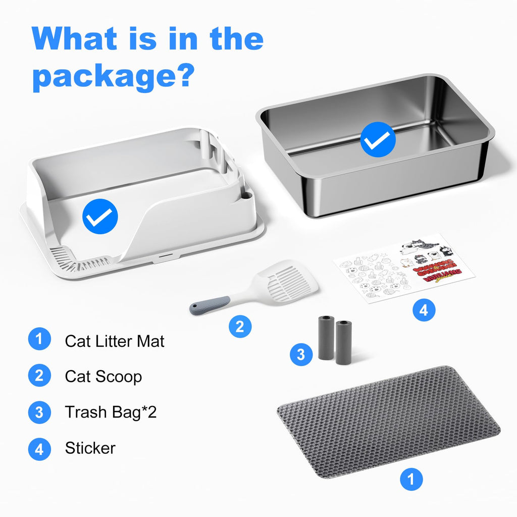 XL Non-Stick Stainless Steel Litter Box D52748